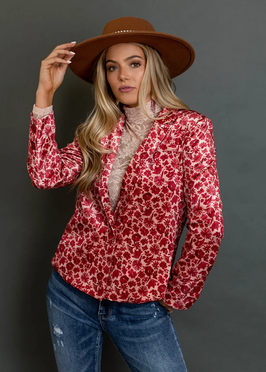 Louve Blazer in Red Floral