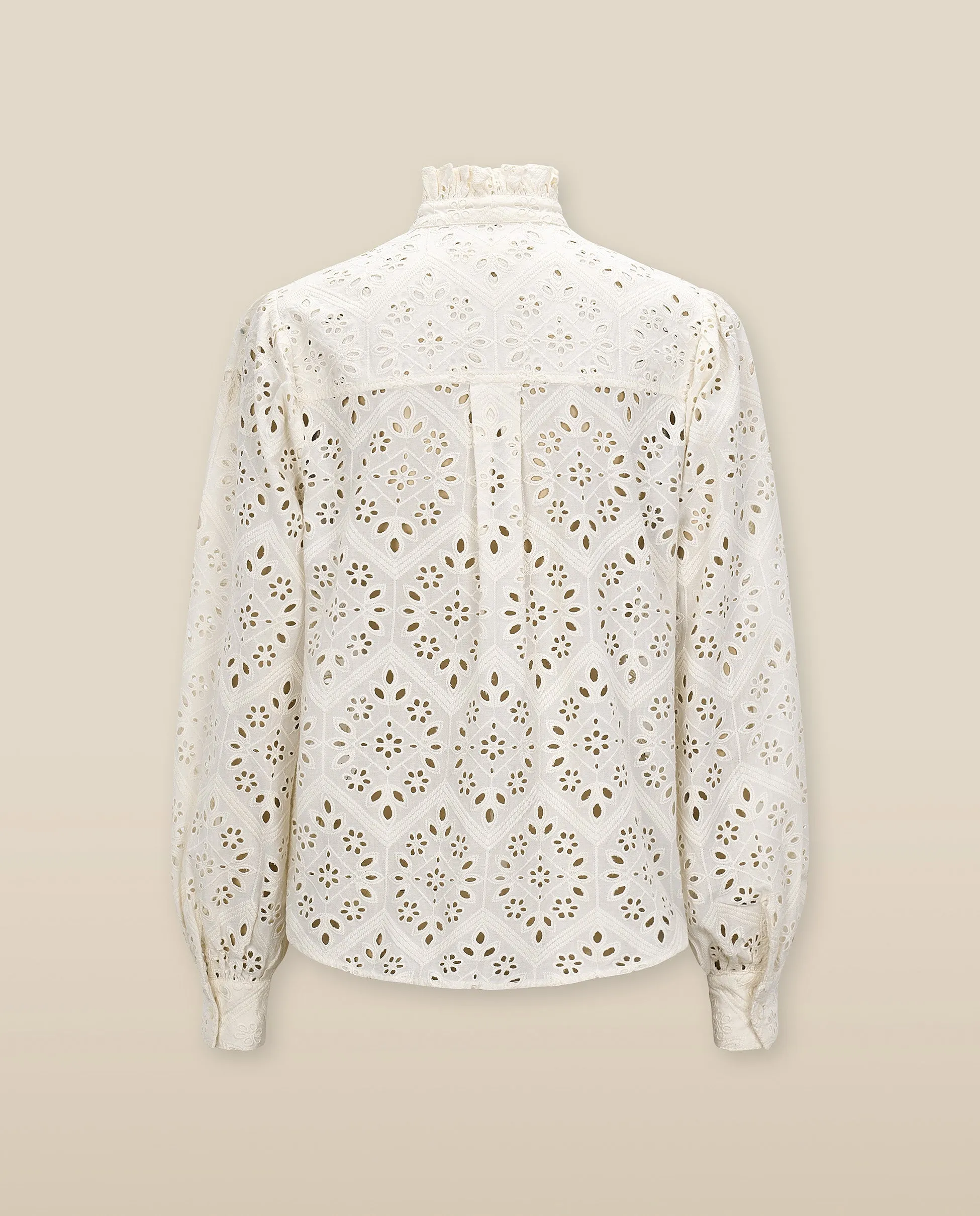LULU | Ecru Embroidery Cotton Blouse
