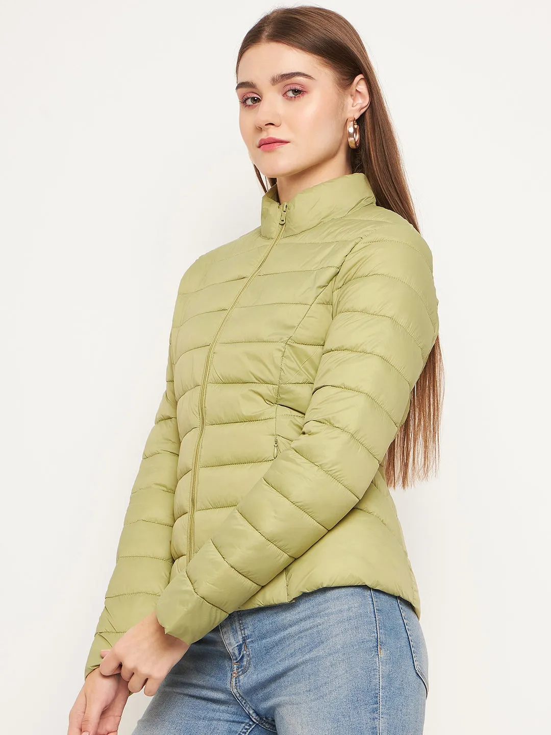 Madame Quilted Zip Mint Green Puffer Jacket