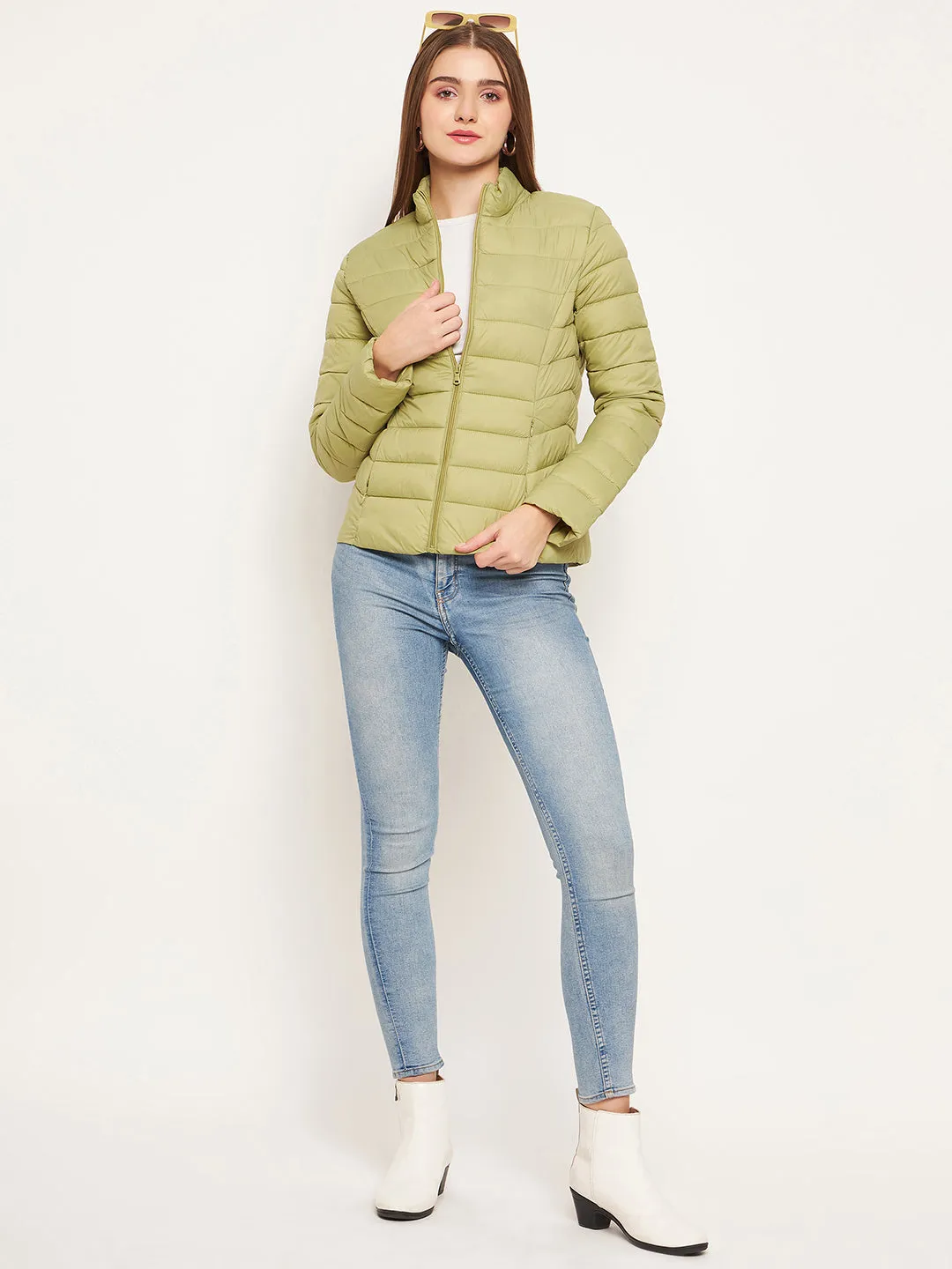 Madame Quilted Zip Mint Green Puffer Jacket