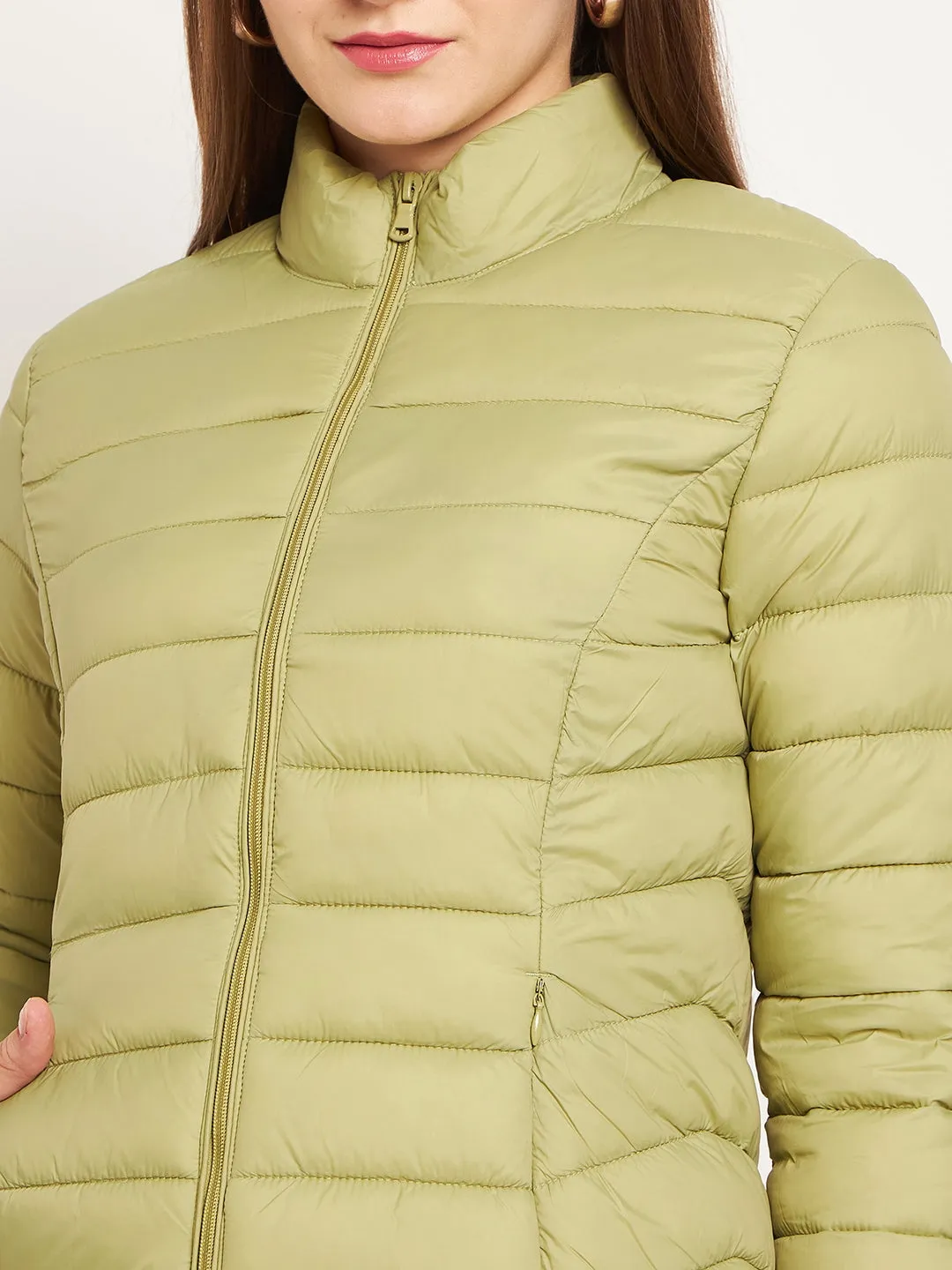 Madame Quilted Zip Mint Green Puffer Jacket
