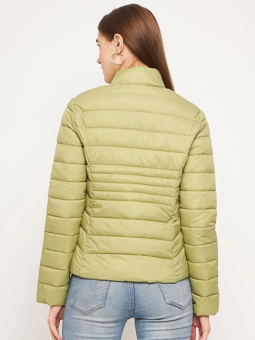 Madame Quilted Zip Mint Green Puffer Jacket