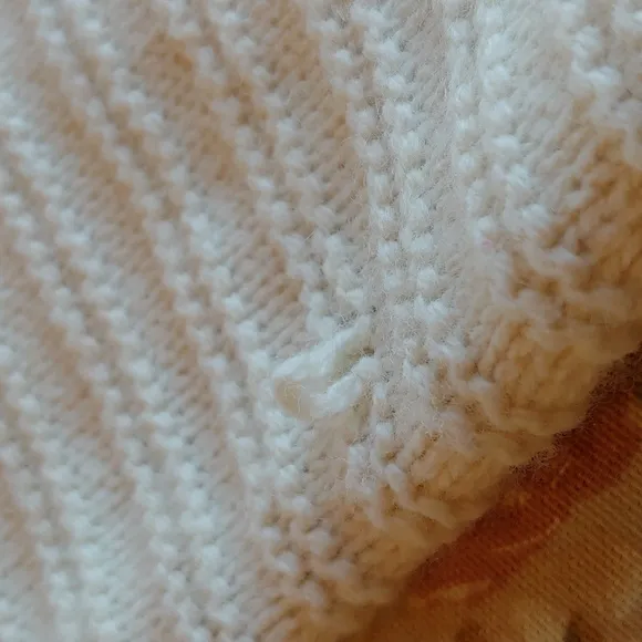 Madewell Women's Cotton/ Wool Blend Cream Ruffled Knit Sweater size XSmall