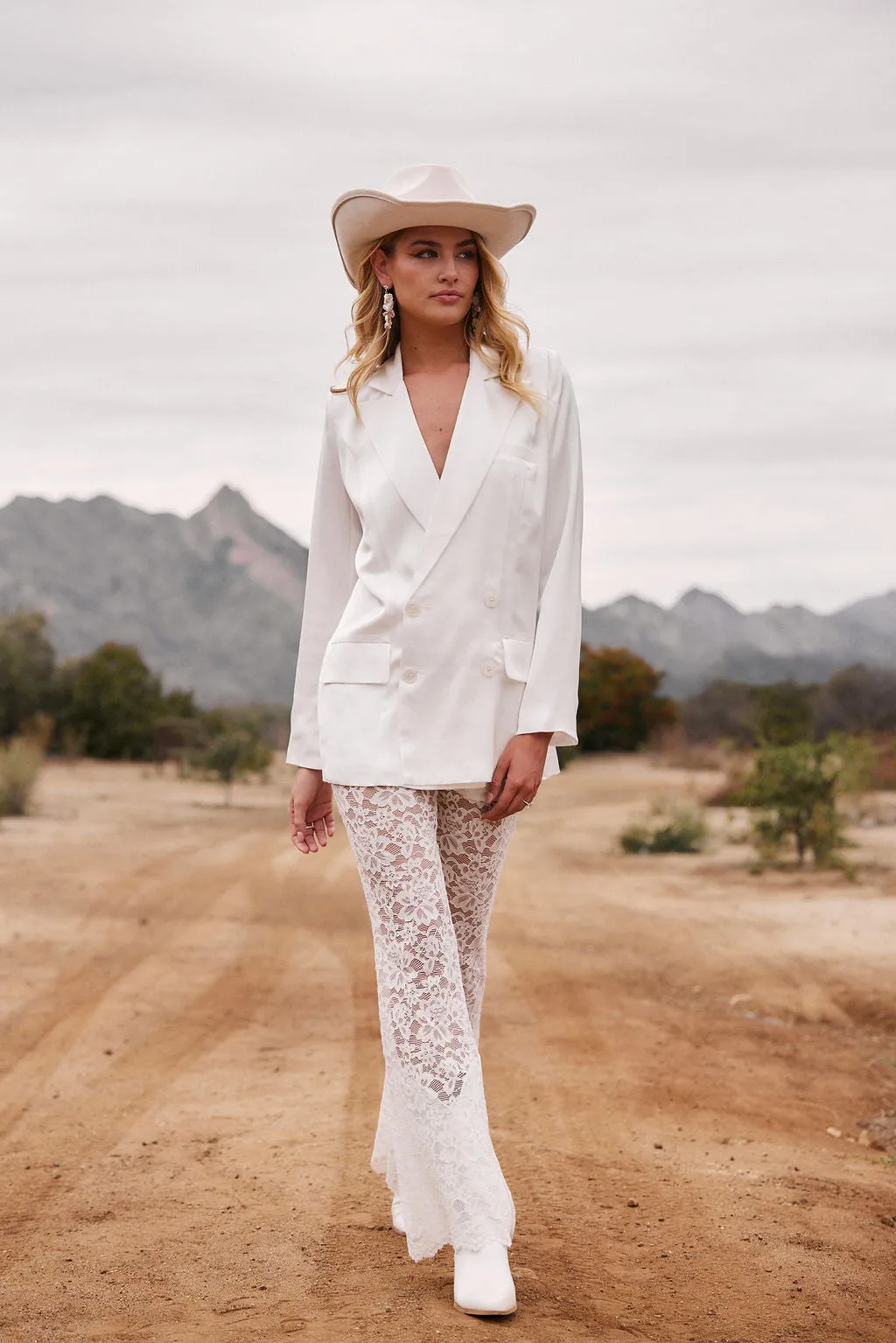 Madison White Satin Blazer