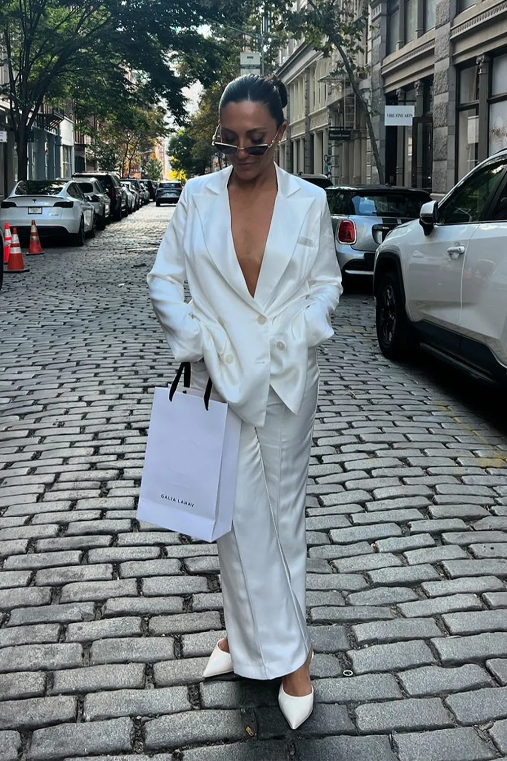 Madison White Satin Blazer