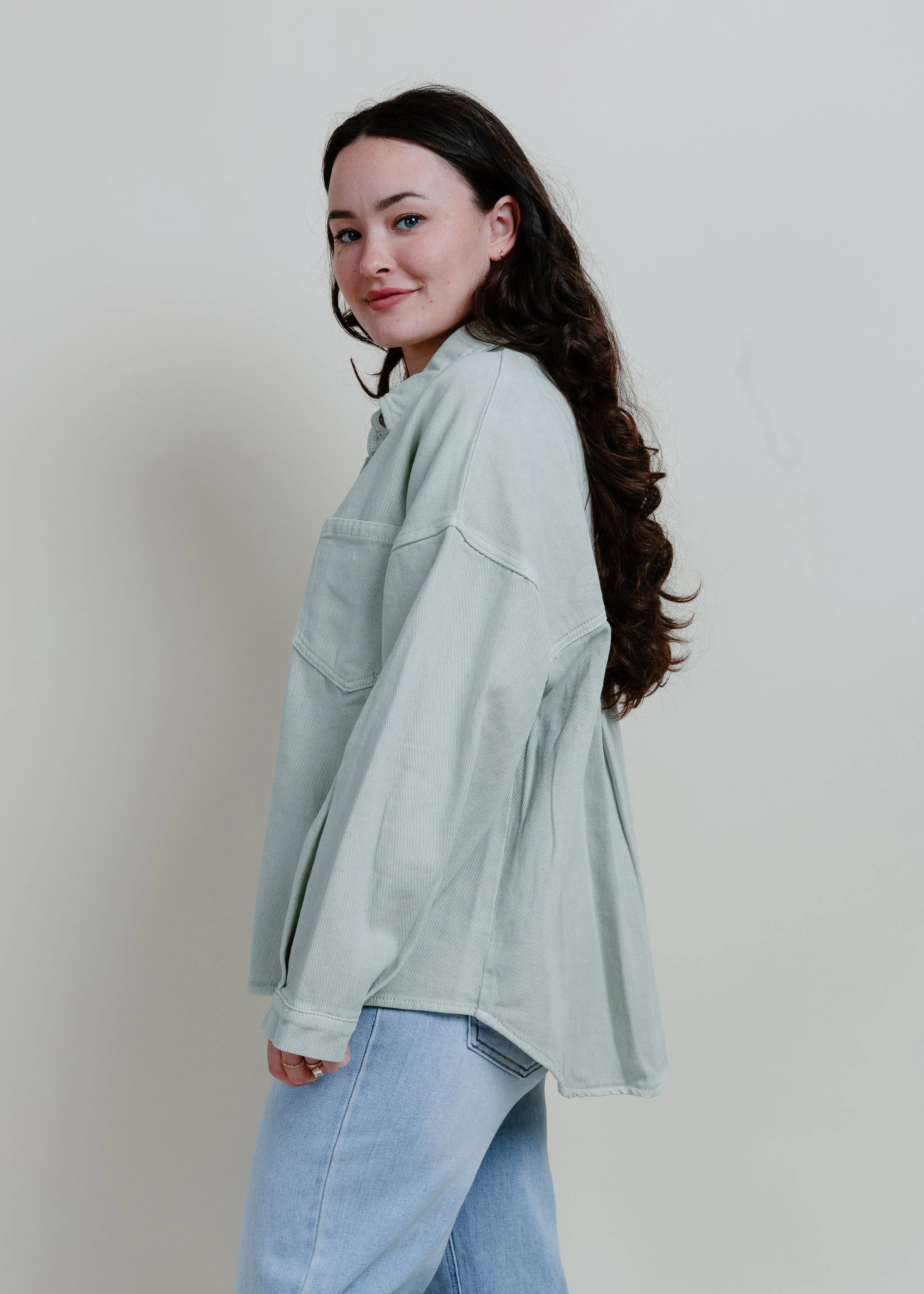 Make Way Button Down Jacket - Sage