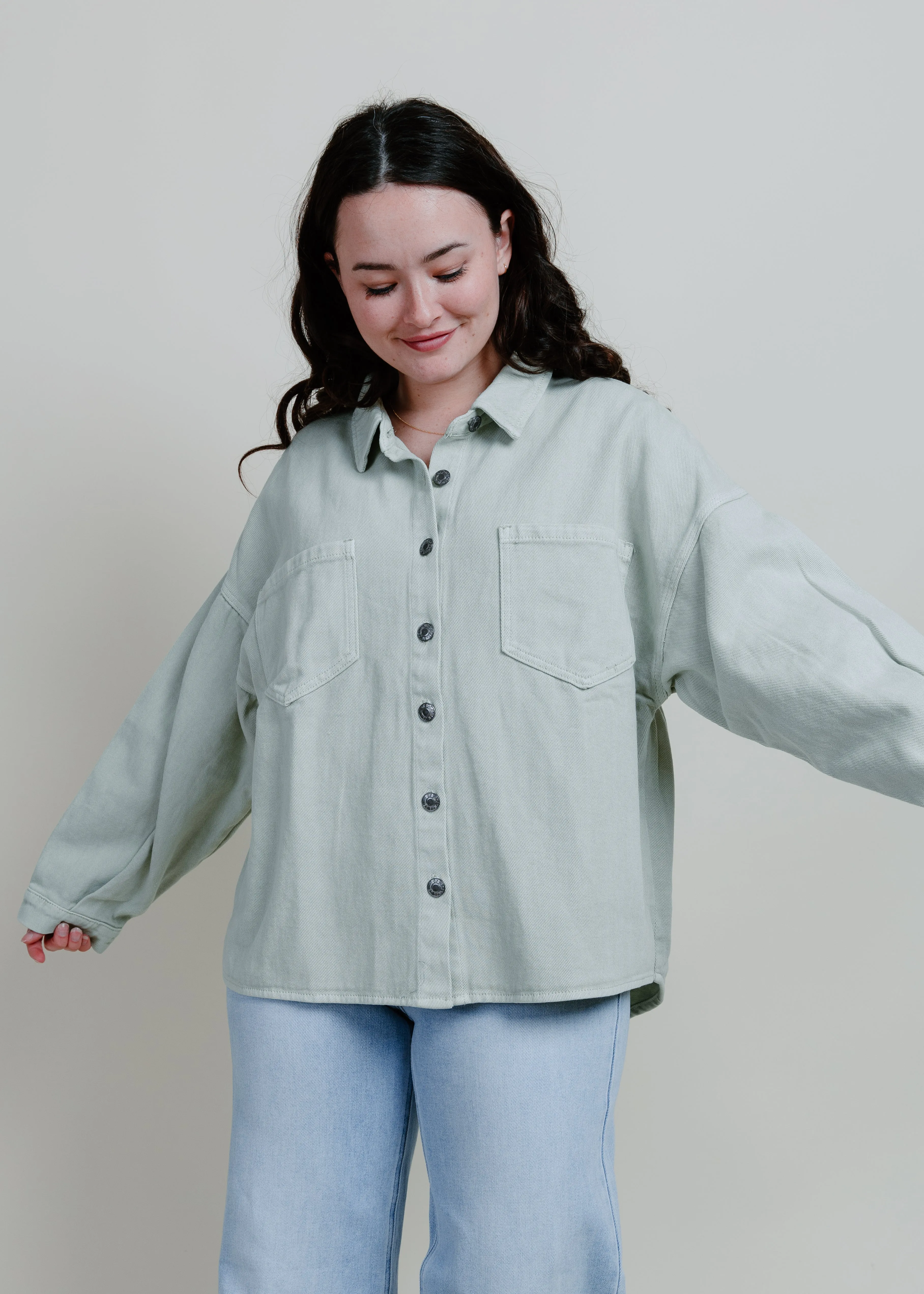 Make Way Button Down Jacket - Sage