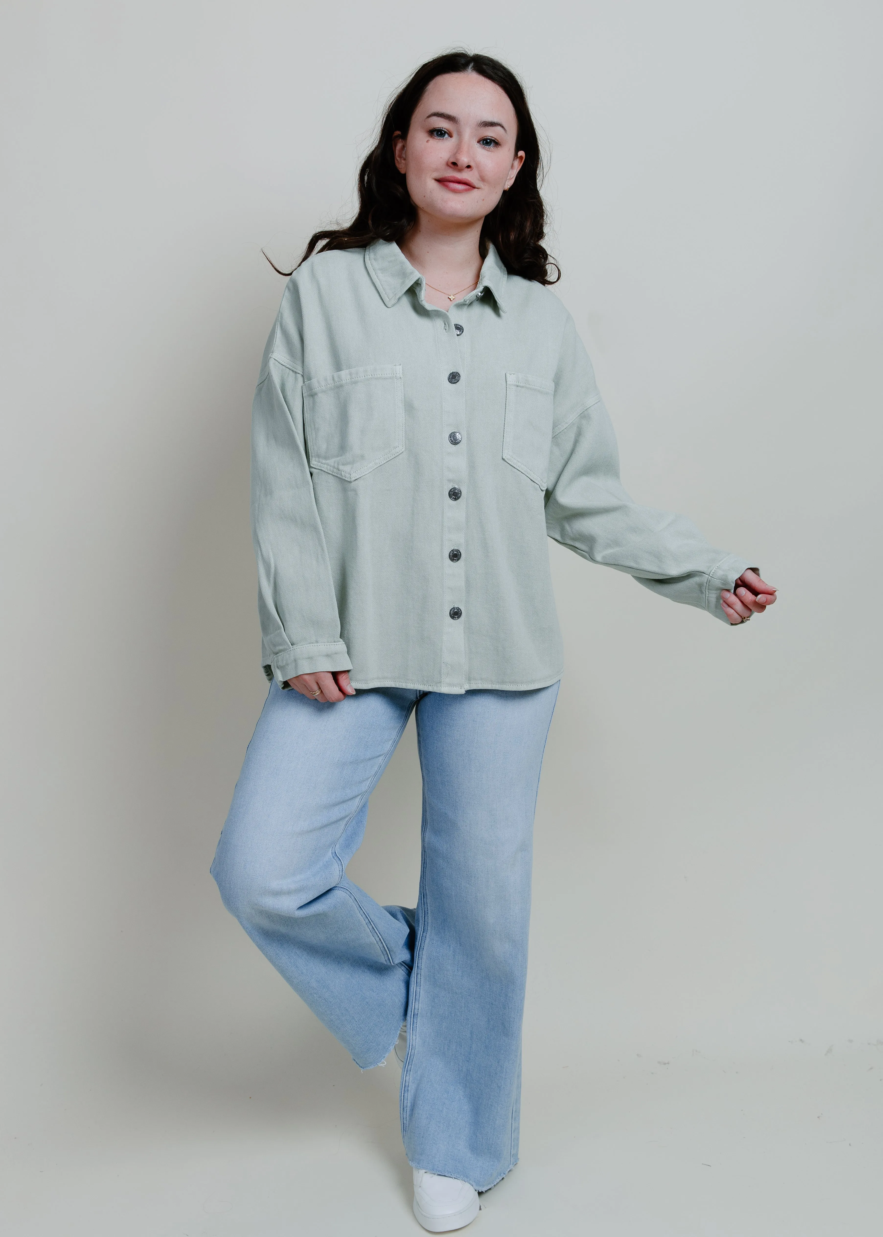 Make Way Button Down Jacket - Sage