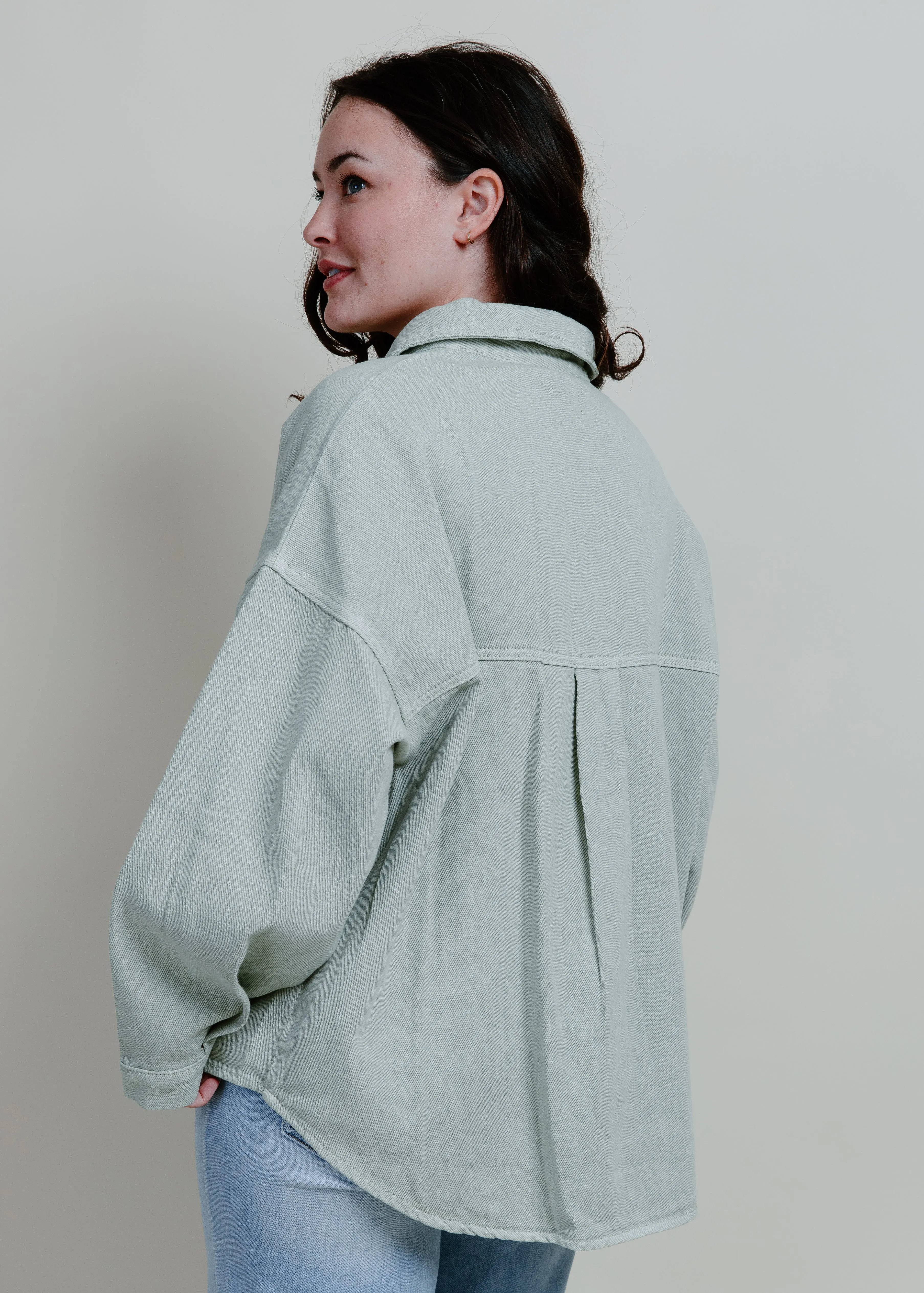 Make Way Button Down Jacket - Sage