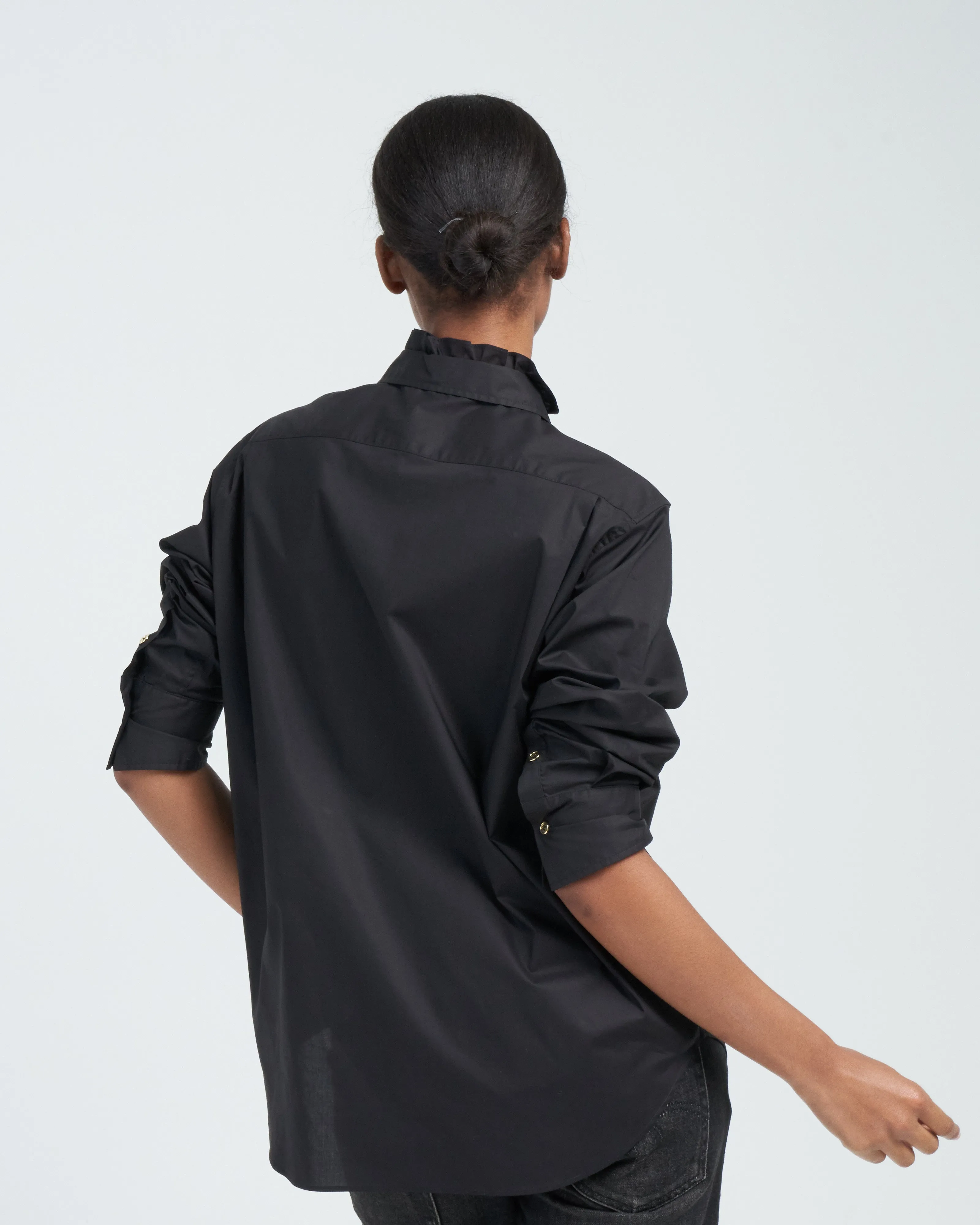man's shirt w/ frill - black