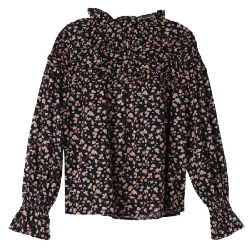 Marjorelle Blouse, Black Deco
