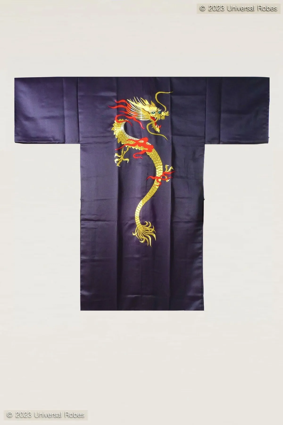 Men Flare Dragon Polyester Short Kimono