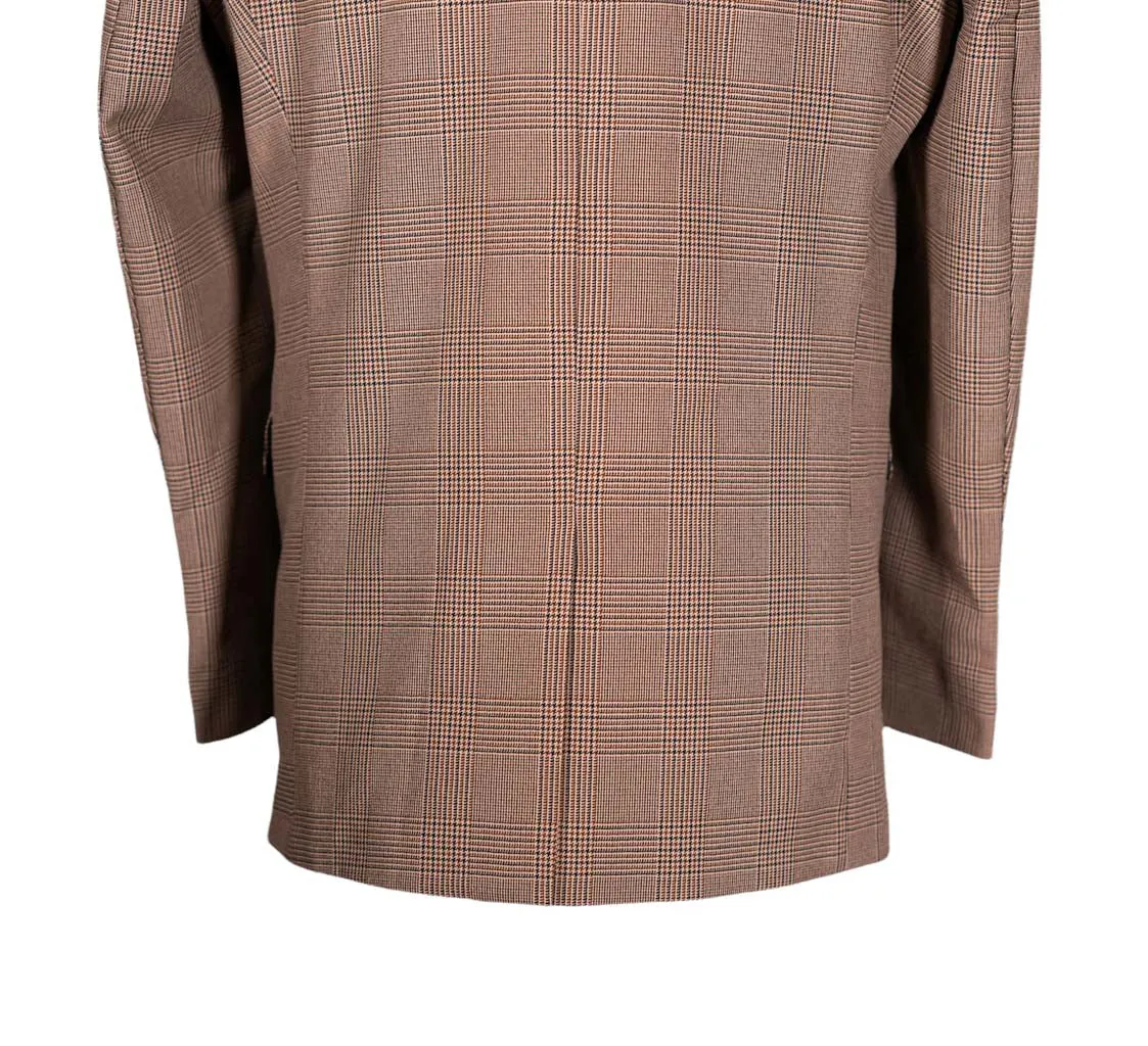 Men's Blazer Beige Plaid Check Handmade Formal Casual Jacket Sport Coat 42R