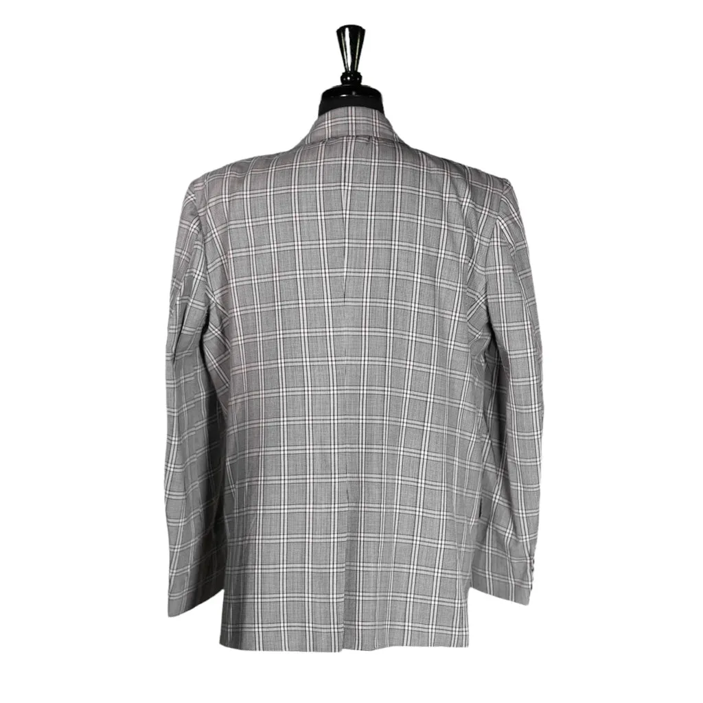 Men's Blazer Black White Red Plaid Jacket Sport Coat (46R)