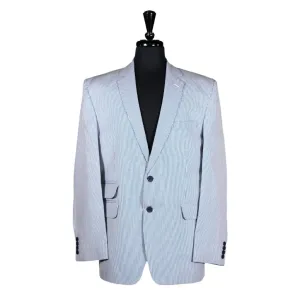 Men's Blazer Blue White Striped Cotton Jacket Sport Coat (42R)