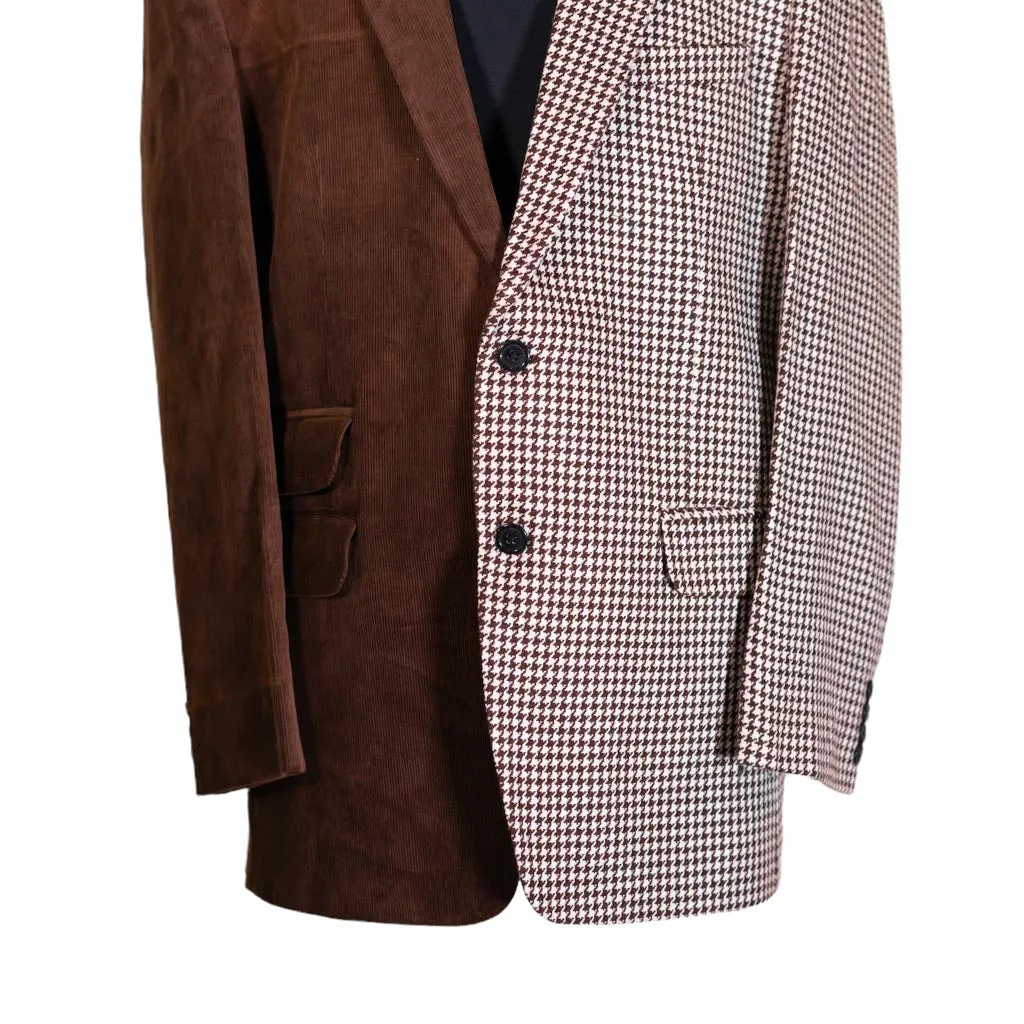Men's Blazer Brown Check Corduroy Formal Jacket Sport Coat (44R)