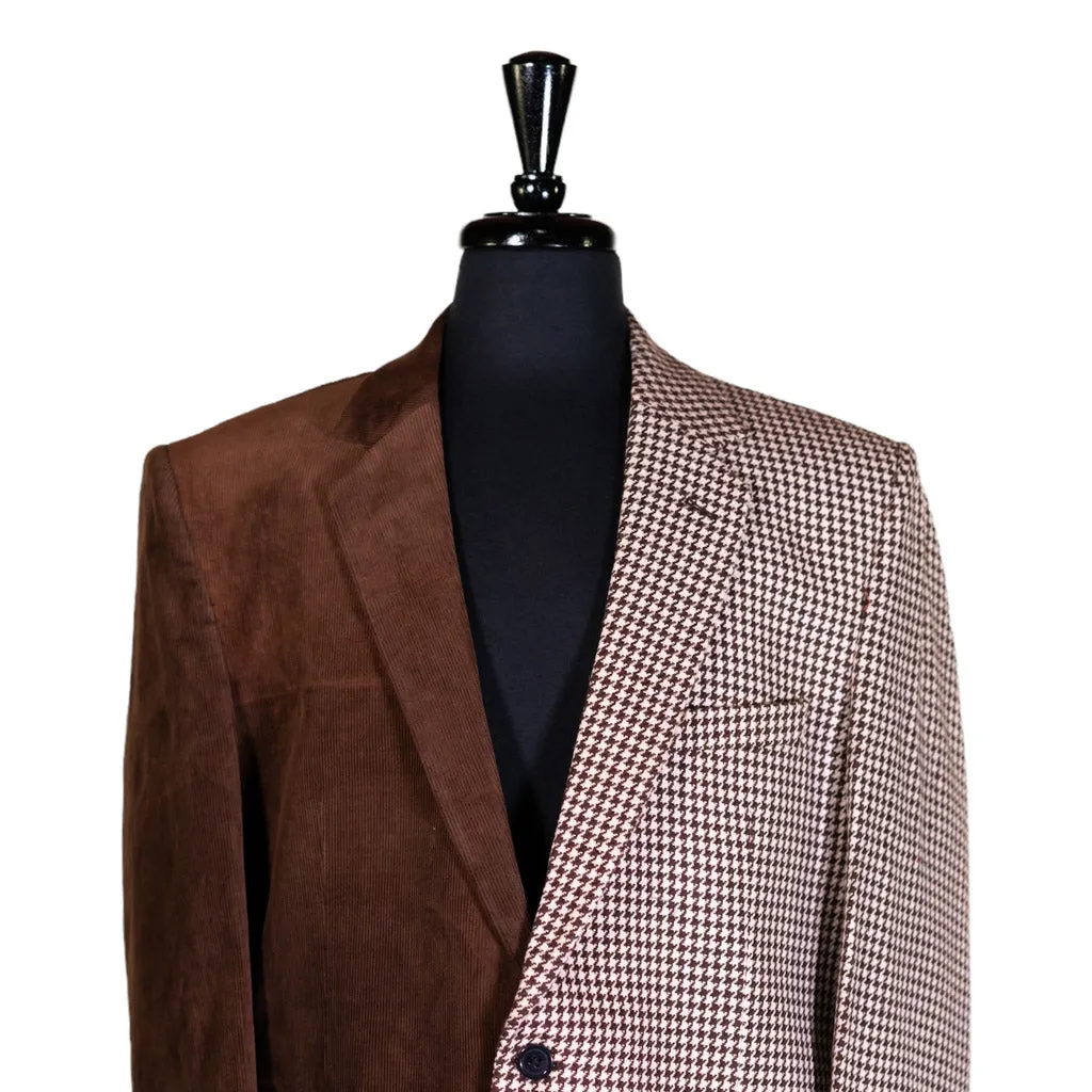 Men's Blazer Brown Check Corduroy Formal Jacket Sport Coat (44R)