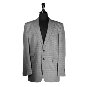 Men's Blazer Gray Check Plaid Wool Jacket Sport Coat (42R)