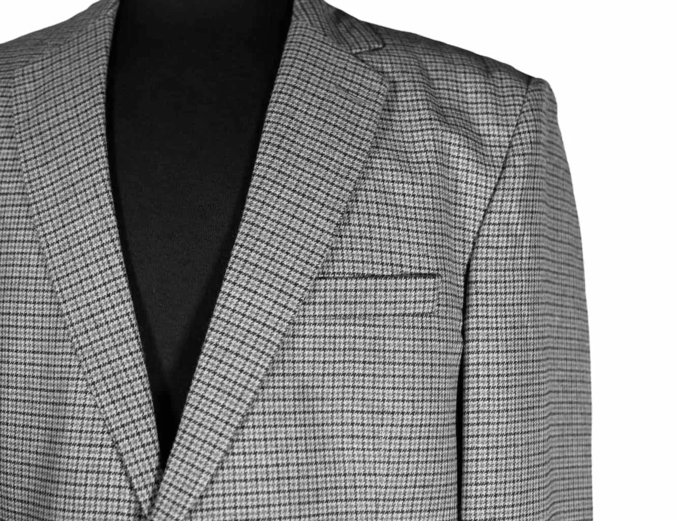 Men's Blazer Gray Check Plaid Wool Jacket Sport Coat (42R)