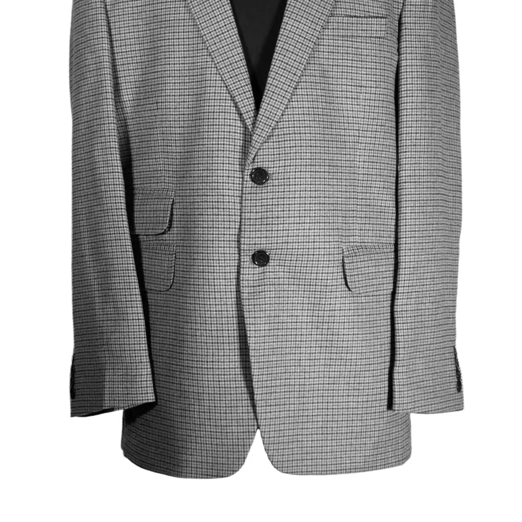 Men's Blazer Gray Check Plaid Wool Jacket Sport Coat (42R)