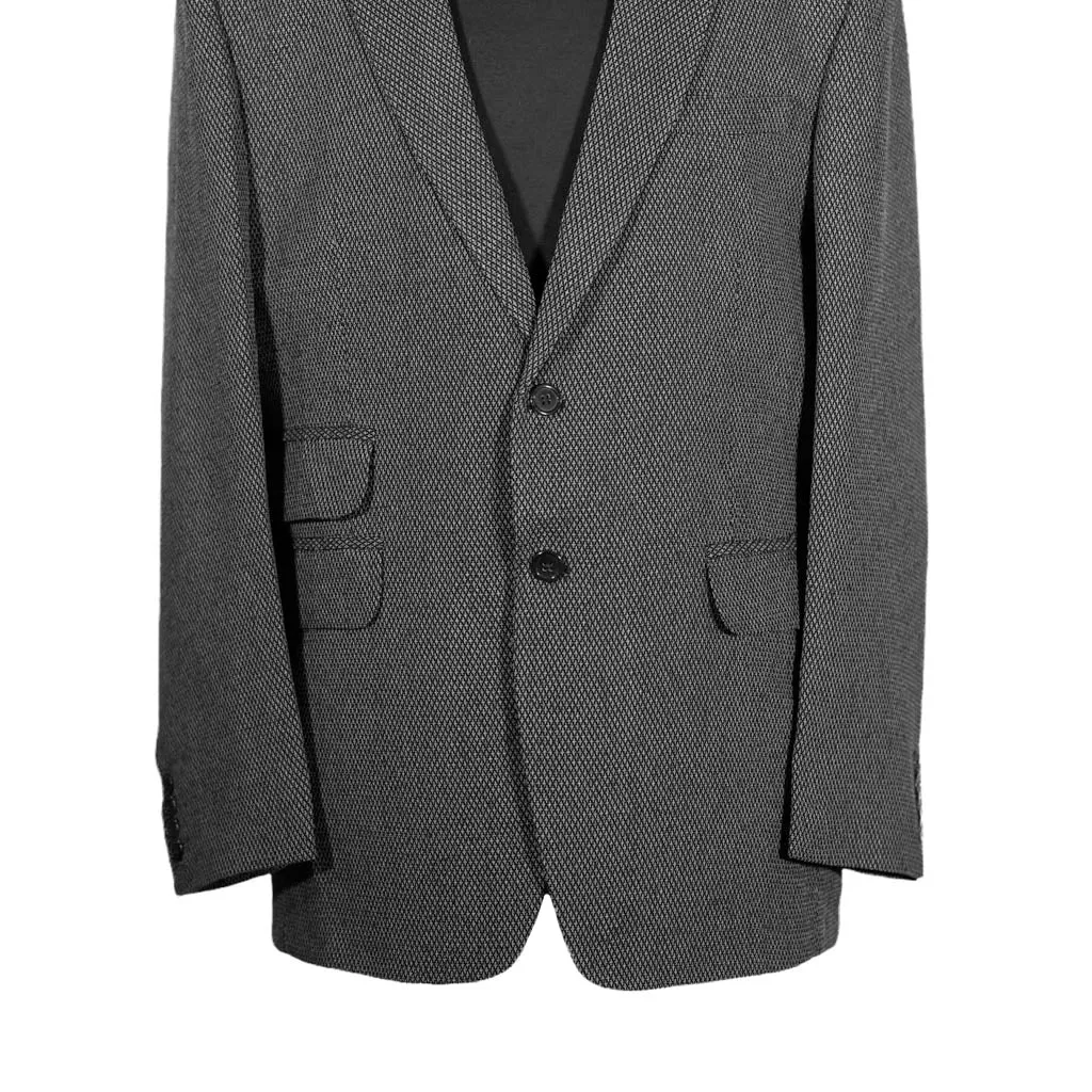Men's Blazer Gray Check Wool Formal Jacket Sport Coat (42R)