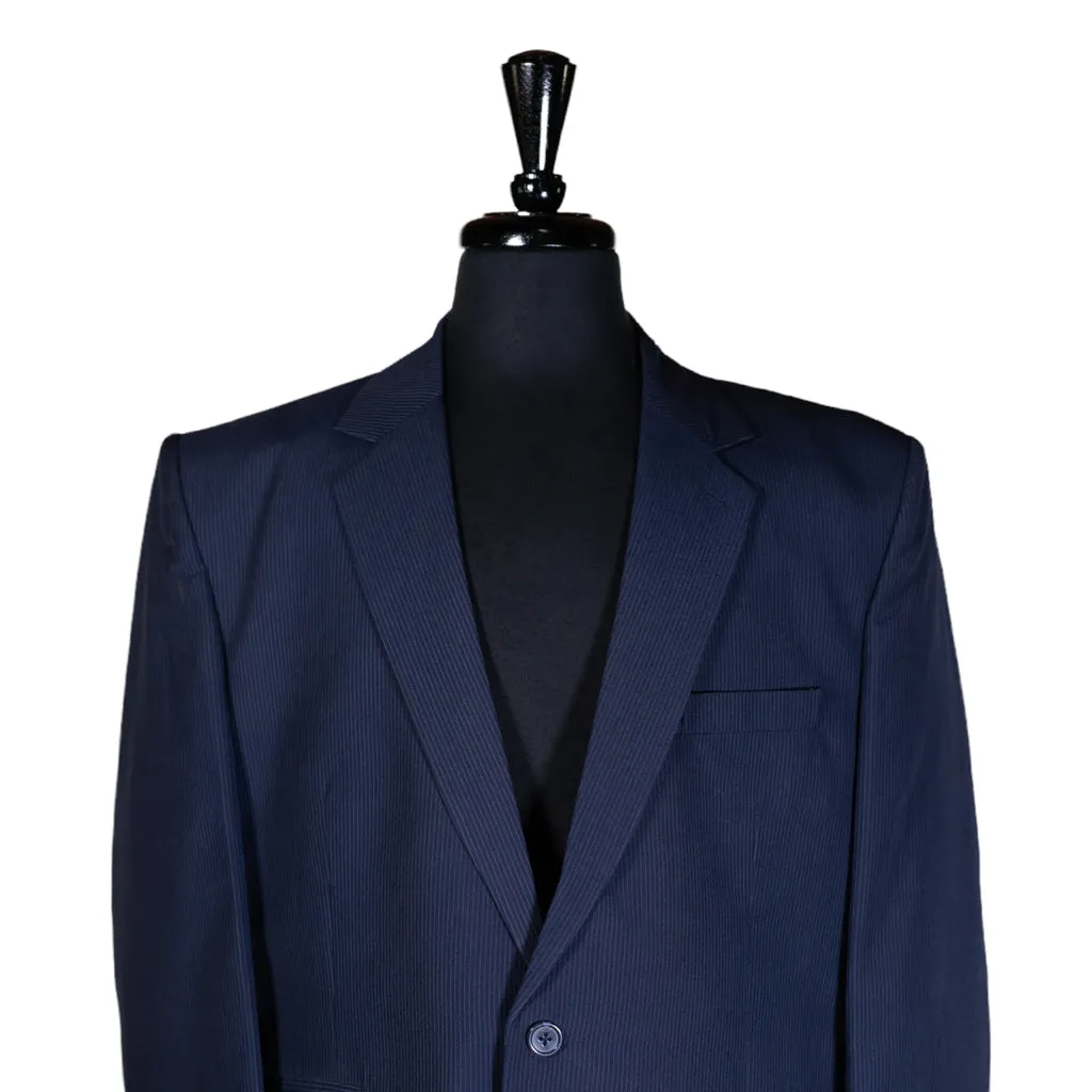Men's Blazer Navy Blue Pinstripe Formal Jacket Sport Coat (44R)