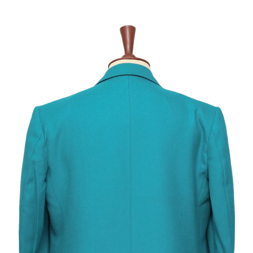 Mens Blazer Turquoise Wool Black Velvet Gold Button Dress Formal Tuxedo Suit Jacket Wedding Sport Coat 44R