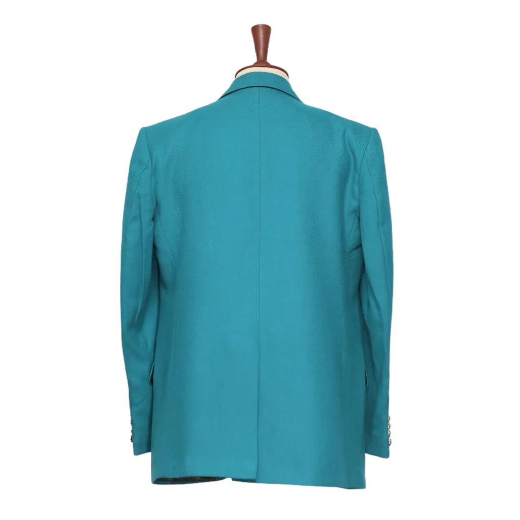 Mens Blazer Turquoise Wool Black Velvet Gold Button Dress Formal Tuxedo Suit Jacket Wedding Sport Coat 44R