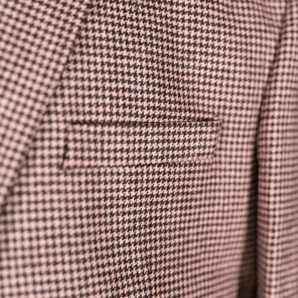 Men's Brown Houndstooth Check Wool Blazer (42R)