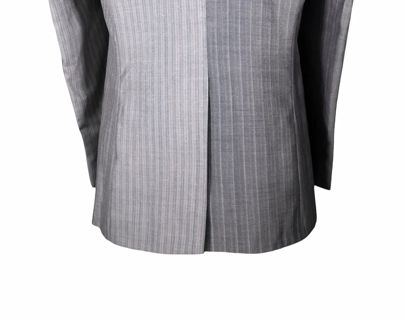 Men's Gray Striped Contrast Panel Blazer 40R