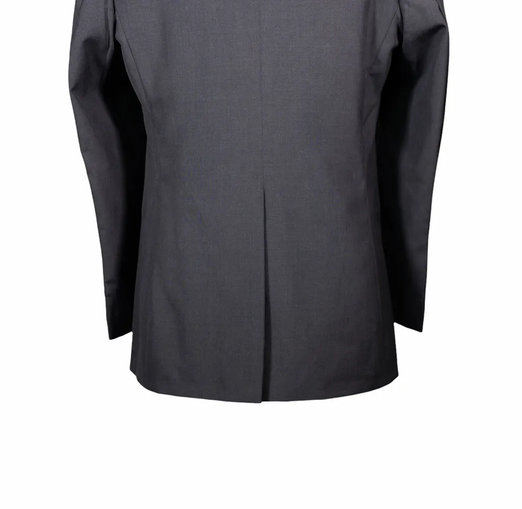 Men's Gray Wool Blazer with Paisley Lapel 40R