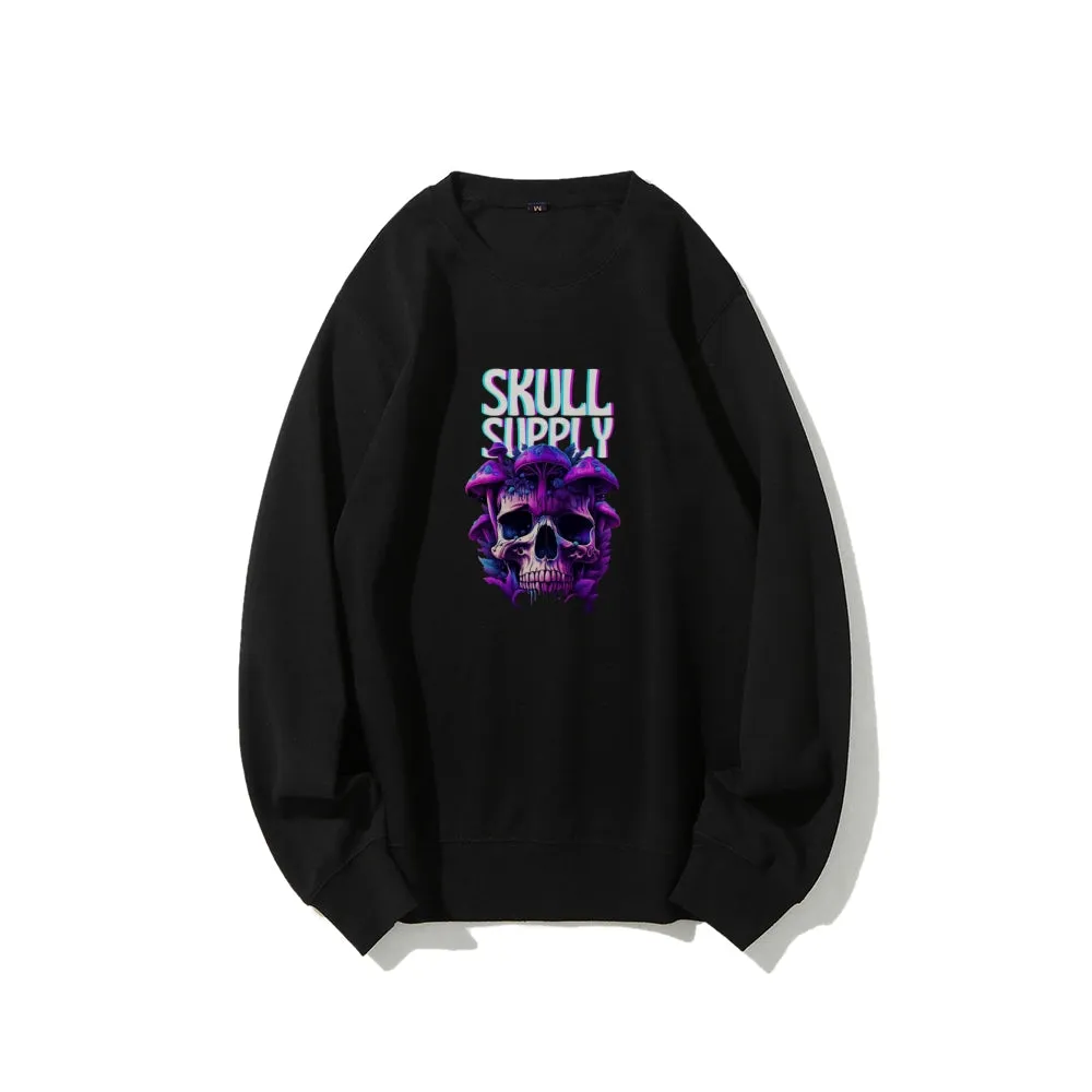 Mens Halloween Skull Supply Graphic Sweatshirts