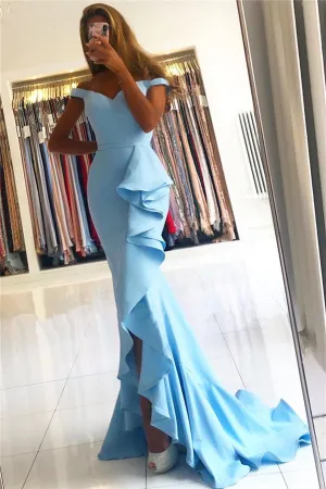 Mermaid Off-the-shoulder Evening Dresses Side Slit Party Dresses