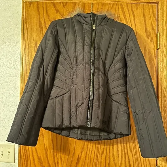 Michael Kors Raccoon Trim Down Puffer Coat - Size M