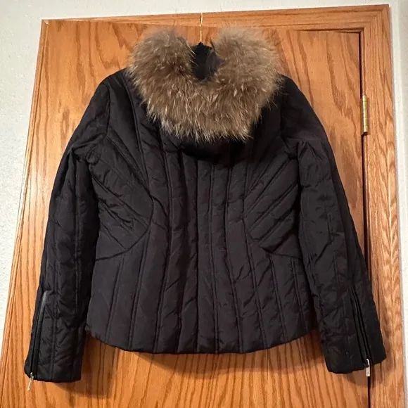 Michael Kors Raccoon Trim Down Puffer Coat - Size M
