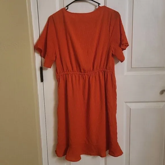 Michael Kors Women's Faux-Wrap Mini Dress,  Optic Orange Sizes M &amp; XL