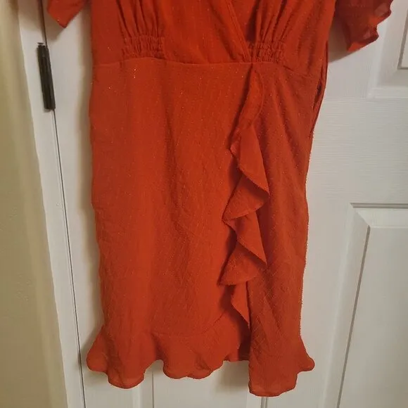 Michael Kors Women's Faux-Wrap Mini Dress,  Optic Orange Sizes M &amp; XL