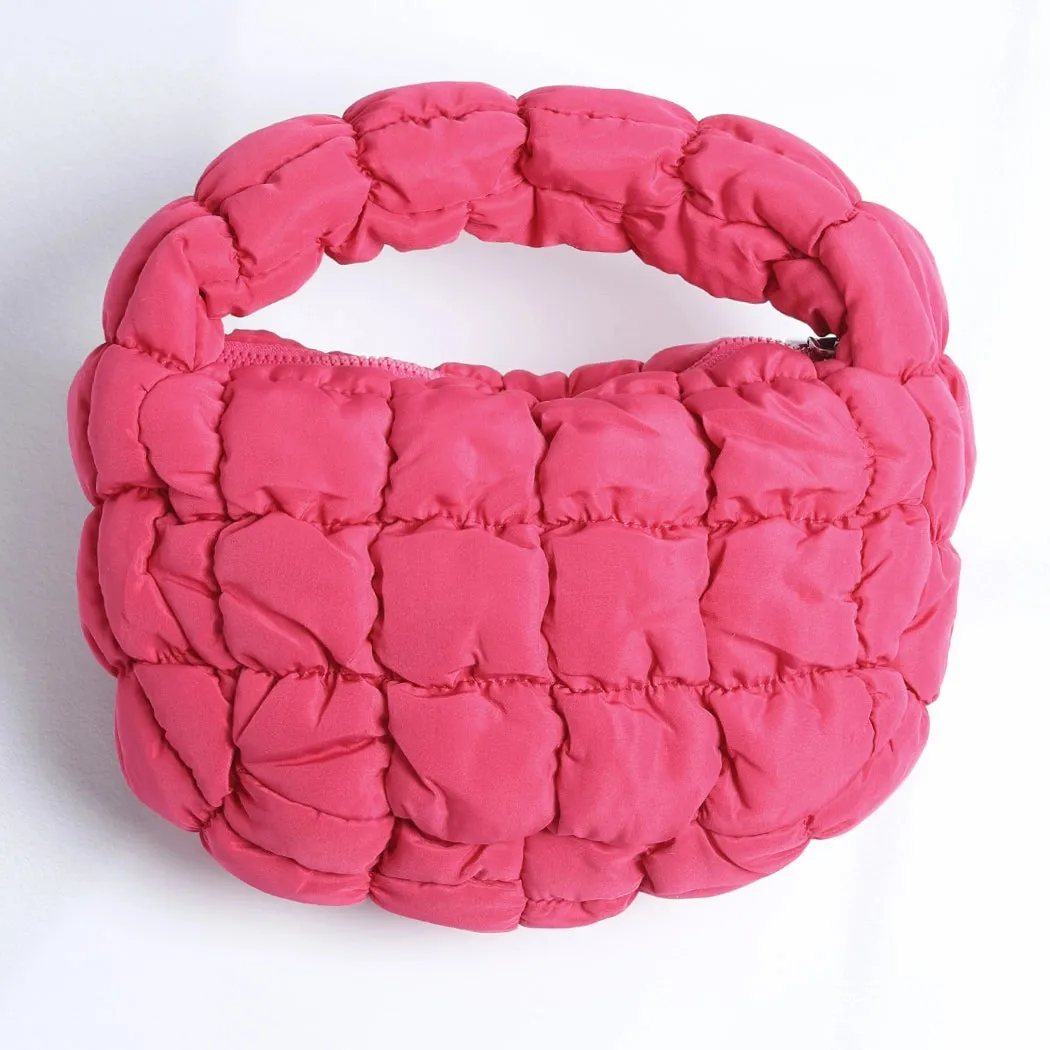 Mini Puffer Quilted Cloud Bag {Hot Pink}