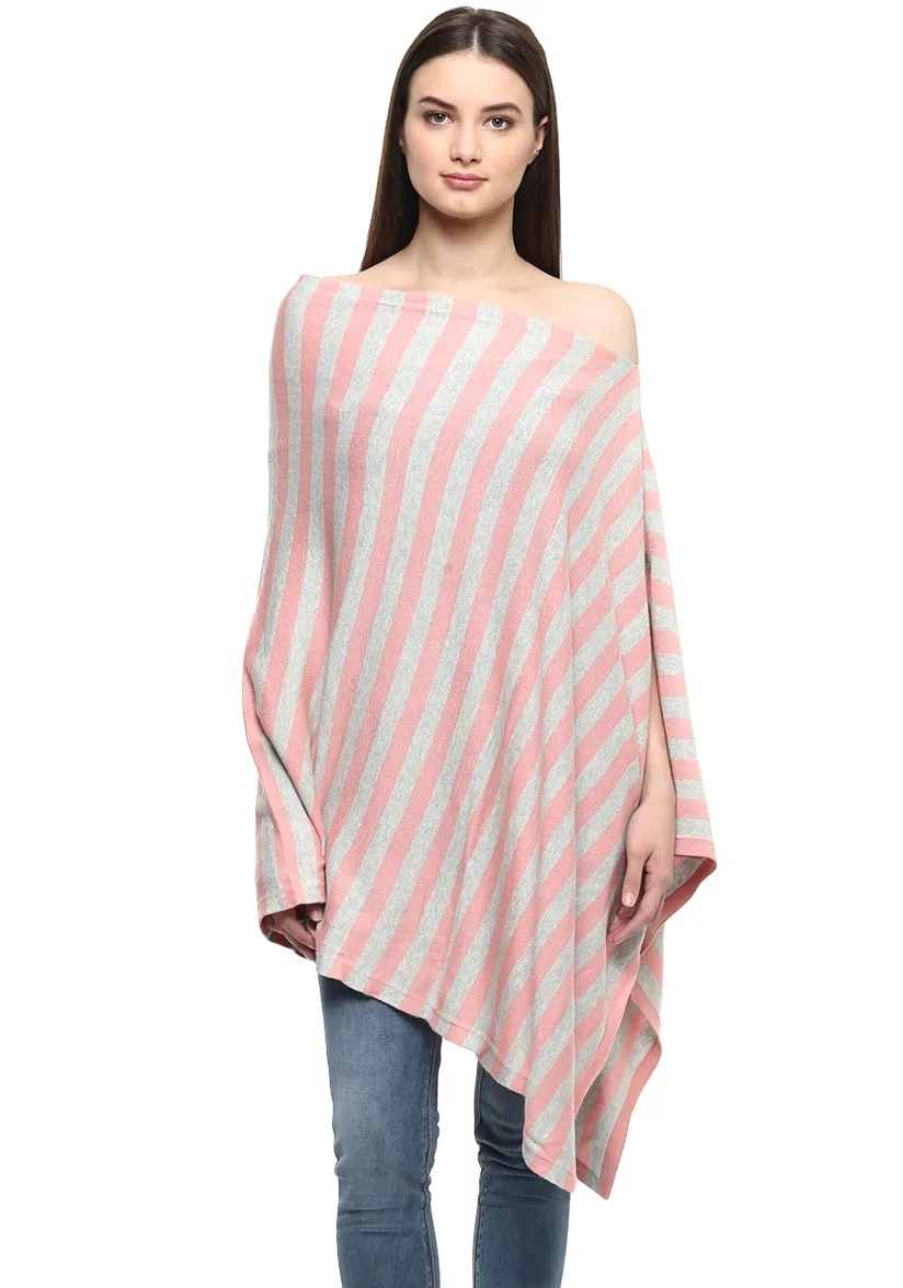 Modern Stripe Knitted Poncho