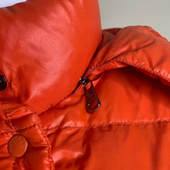 Moncler Bright Orange Goose Down Puffer Jacket
