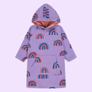 Muddy Puddles Towelling Poncho - Lilac Rainbow