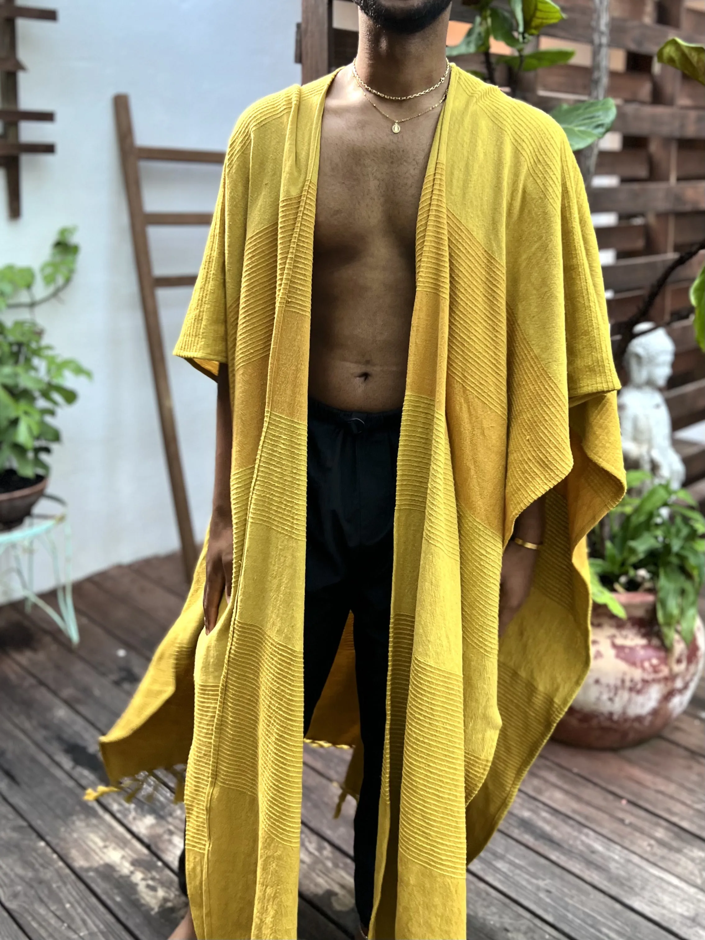 Mustard Yellow | Handwoven Poncho | Him
