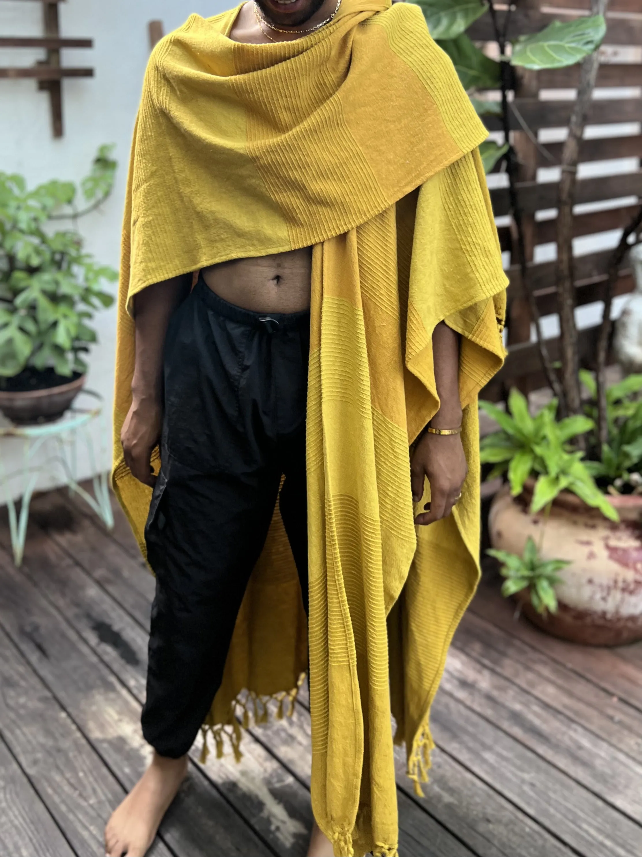 Mustard Yellow | Handwoven Poncho | Him