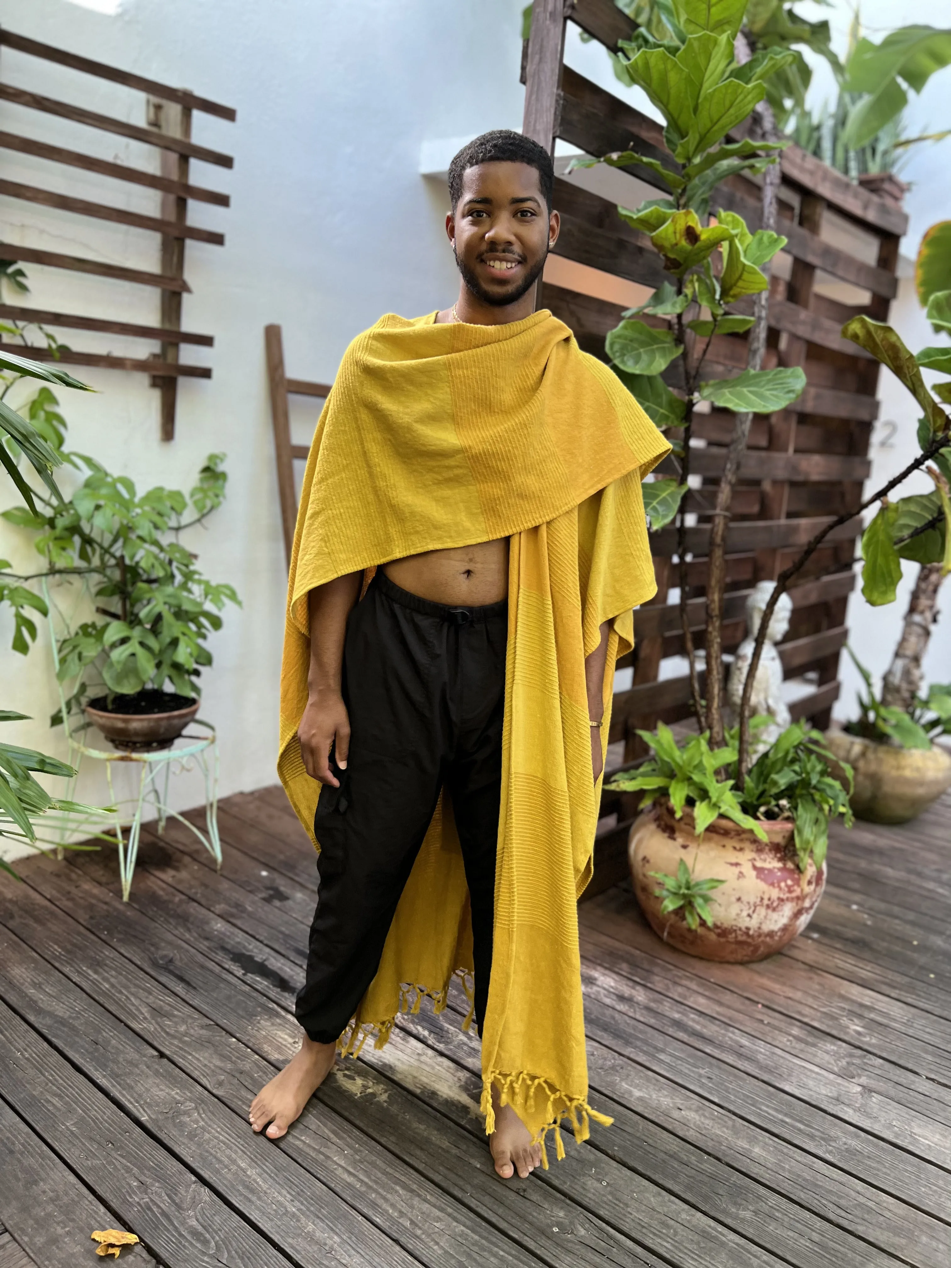 Mustard Yellow | Handwoven Poncho | Him