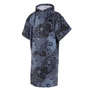 MYSTIC VELOURS AOP PONCHO BLUE/BLACK