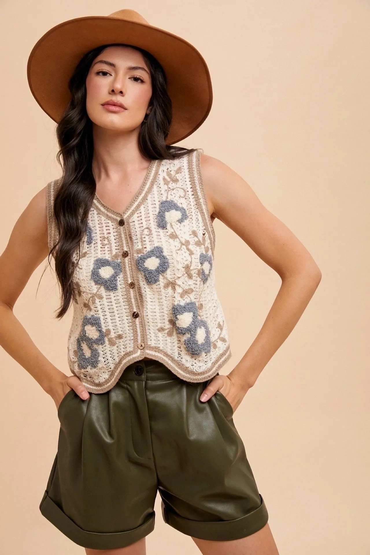 Natalie Crochet Sweater Vest