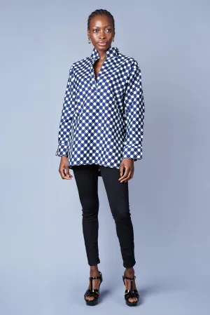 NAVY & CREAM DOTS BOYFRIEND BLOUSE