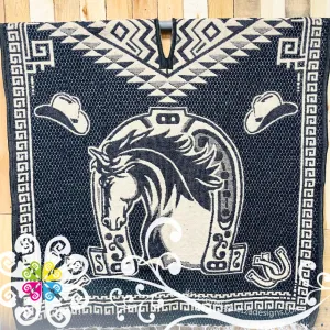 Navy Blue & Beige Gaban - Men Poncho