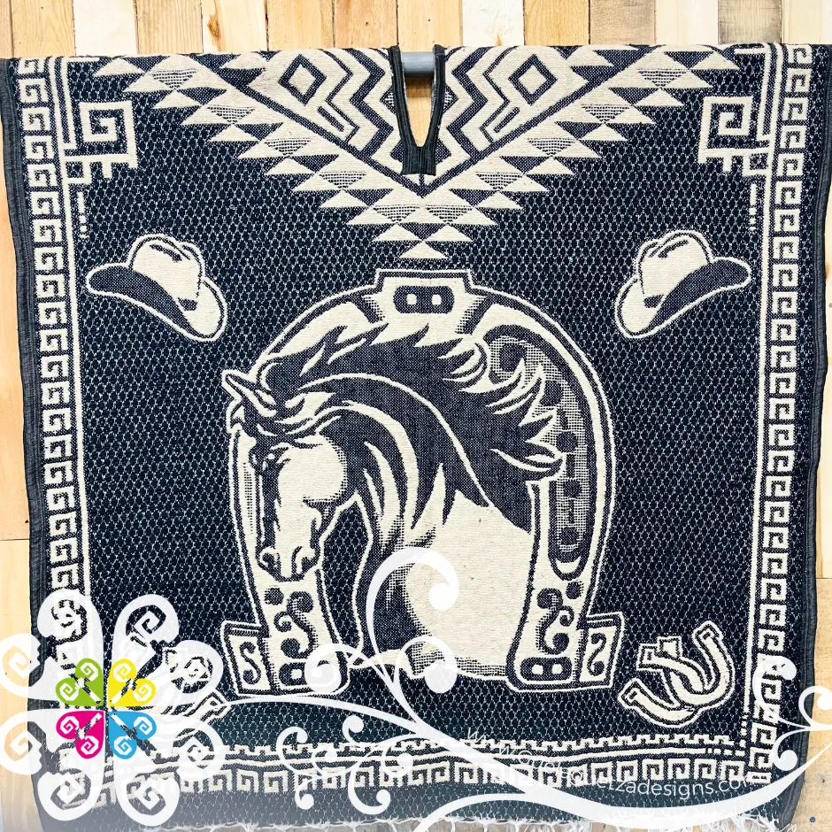 Navy Blue & Beige Gaban - Men Poncho