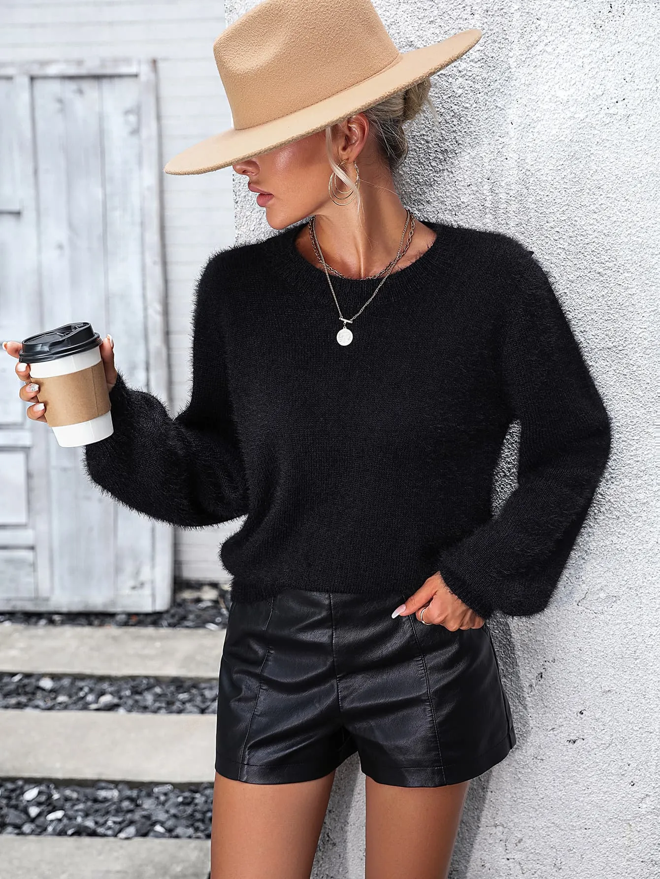 Nora Lace Detail Cutout Long Sleeve Pullover Sweater